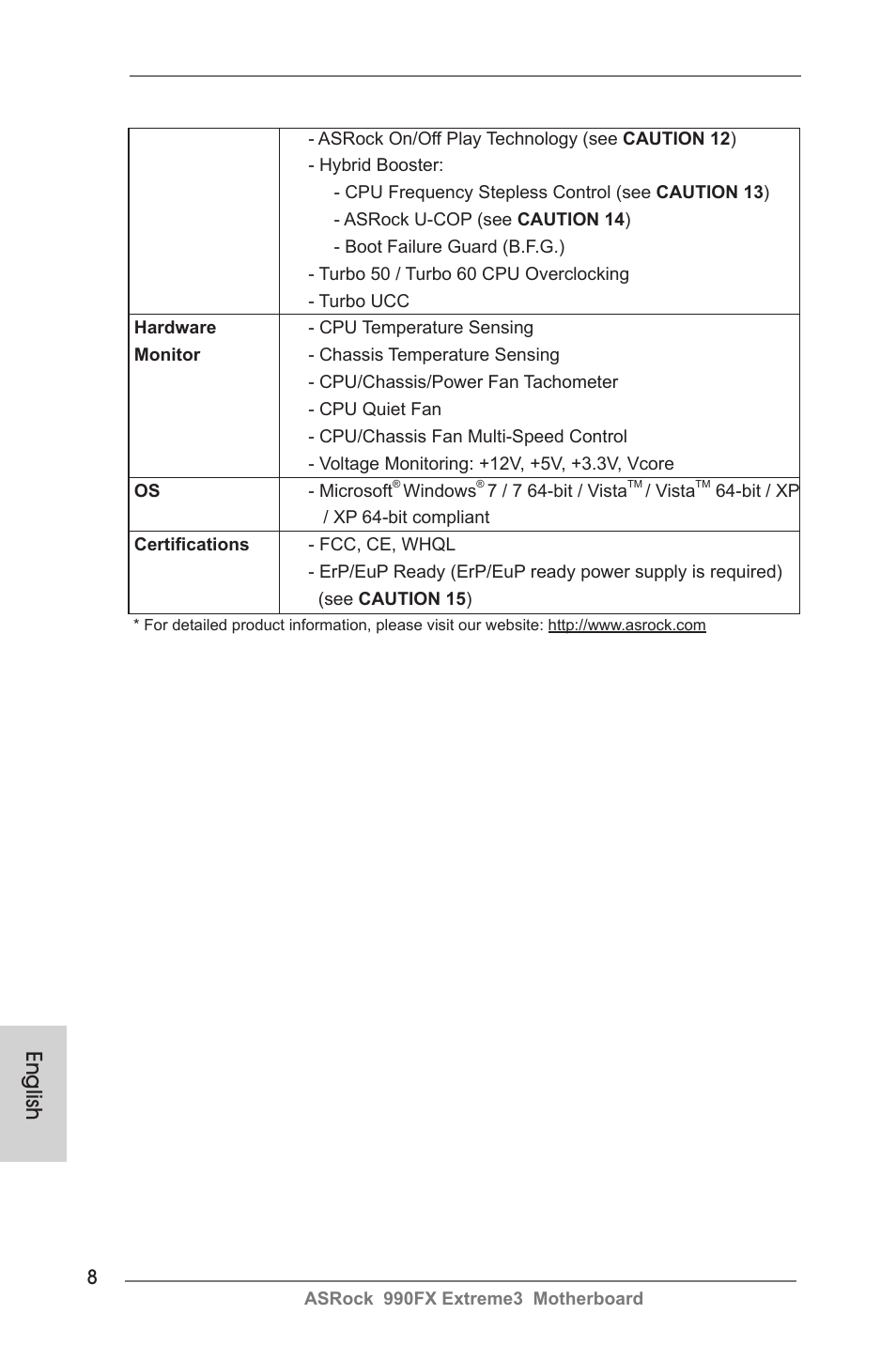 English | ASRock 990FX Extreme3 User Manual | Page 8 / 182