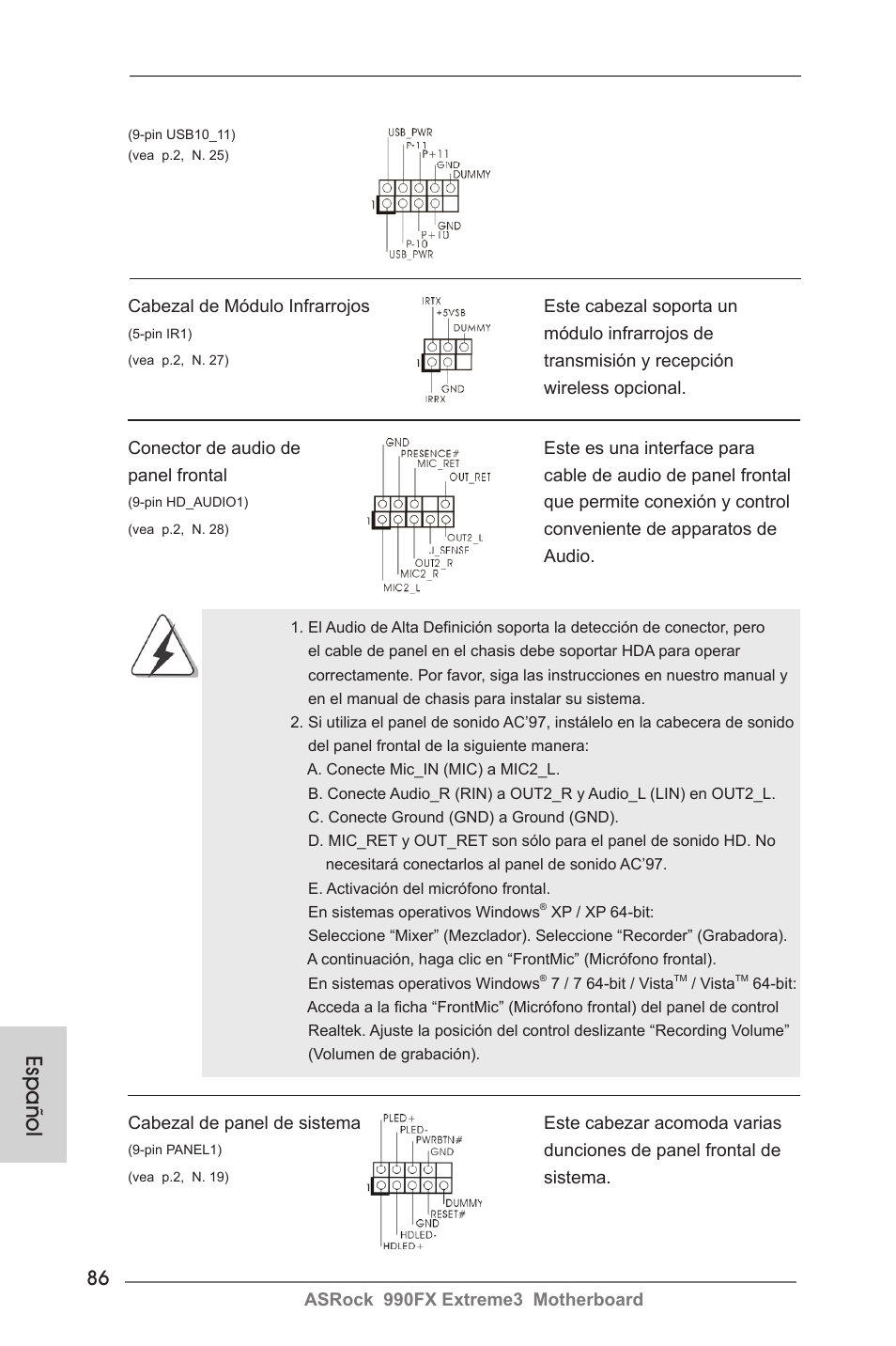 Español | ASRock 990FX Extreme3 User Manual | Page 86 / 182