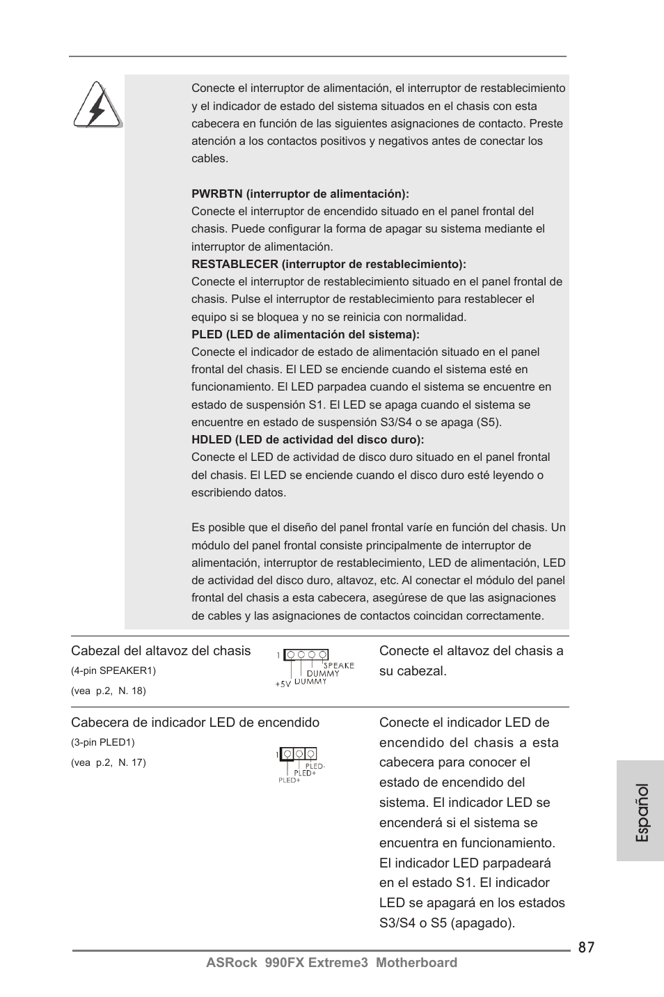 Español | ASRock 990FX Extreme3 User Manual | Page 87 / 182