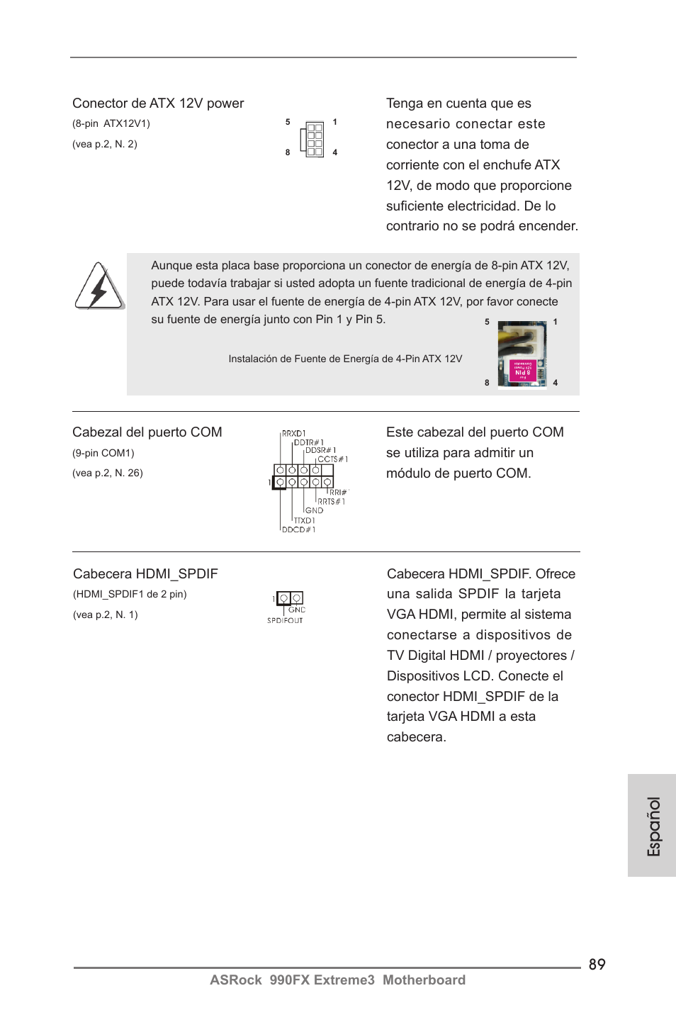 Español | ASRock 990FX Extreme3 User Manual | Page 89 / 182