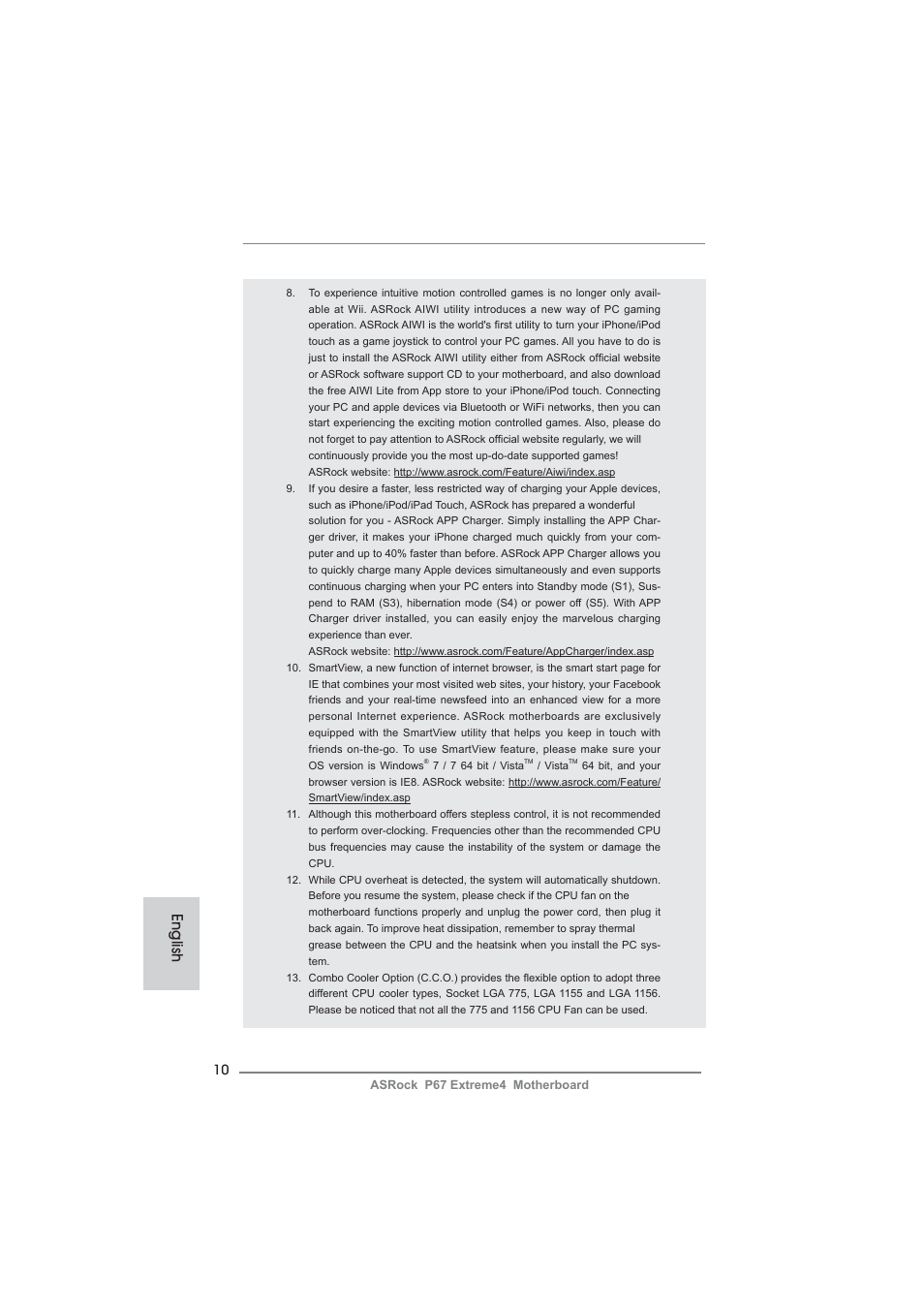 English | ASRock P67 Extreme4 User Manual | Page 10 / 304
