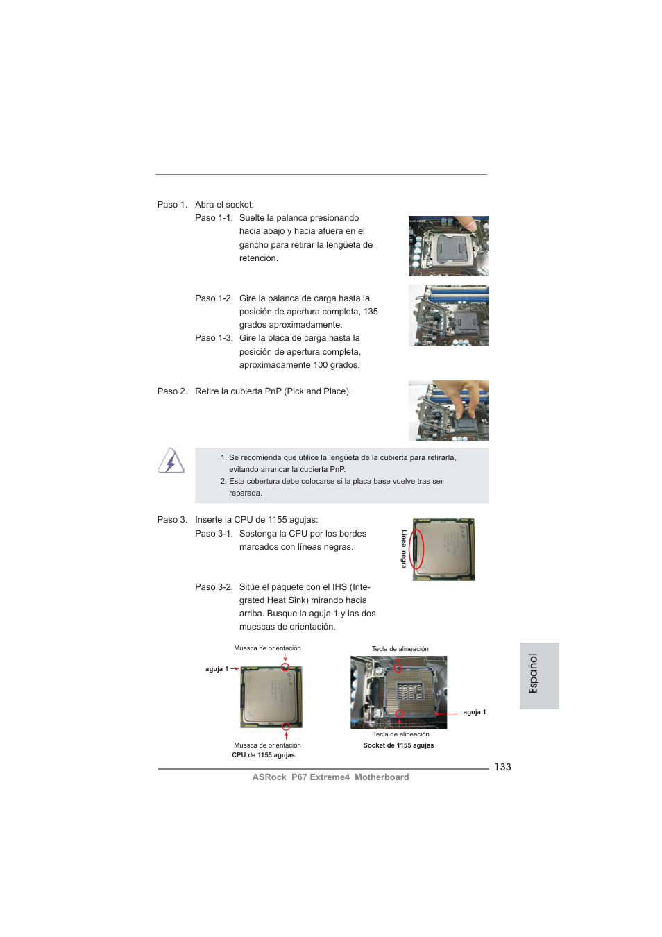 Español | ASRock P67 Extreme4 User Manual | Page 133 / 304