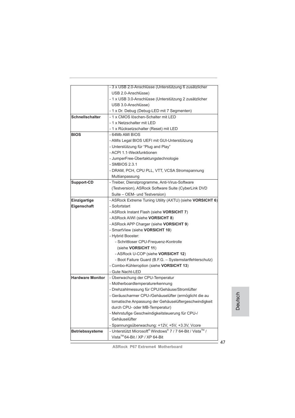 Deutsch | ASRock P67 Extreme4 User Manual | Page 47 / 304
