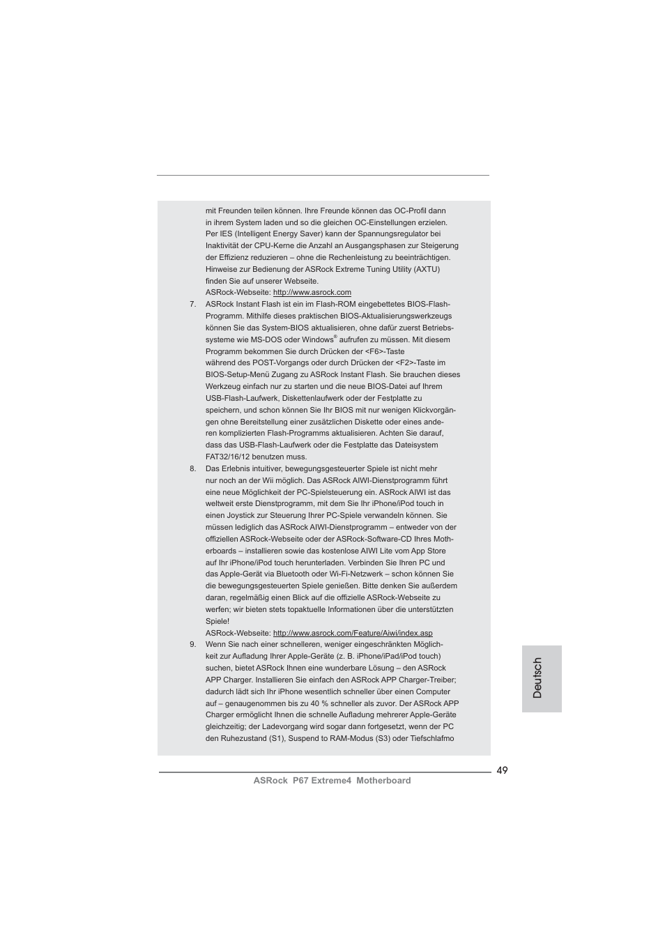 Deutsch | ASRock P67 Extreme4 User Manual | Page 49 / 304