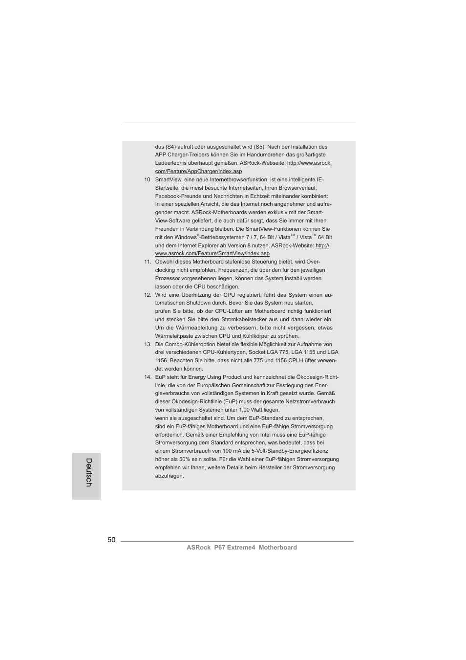 Deutsch | ASRock P67 Extreme4 User Manual | Page 50 / 304