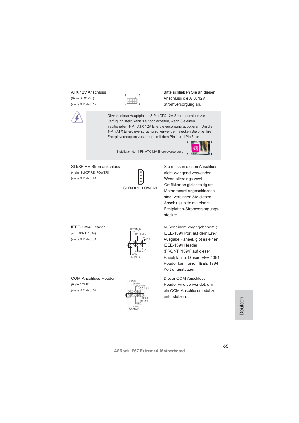 Deutsch | ASRock P67 Extreme4 User Manual | Page 65 / 304