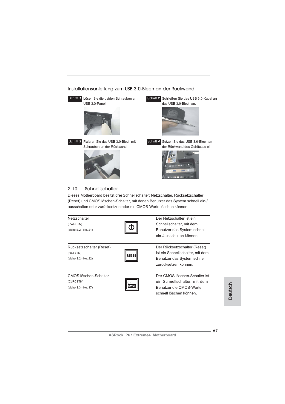 Deutsch 2.10 schnellschalter | ASRock P67 Extreme4 User Manual | Page 67 / 304