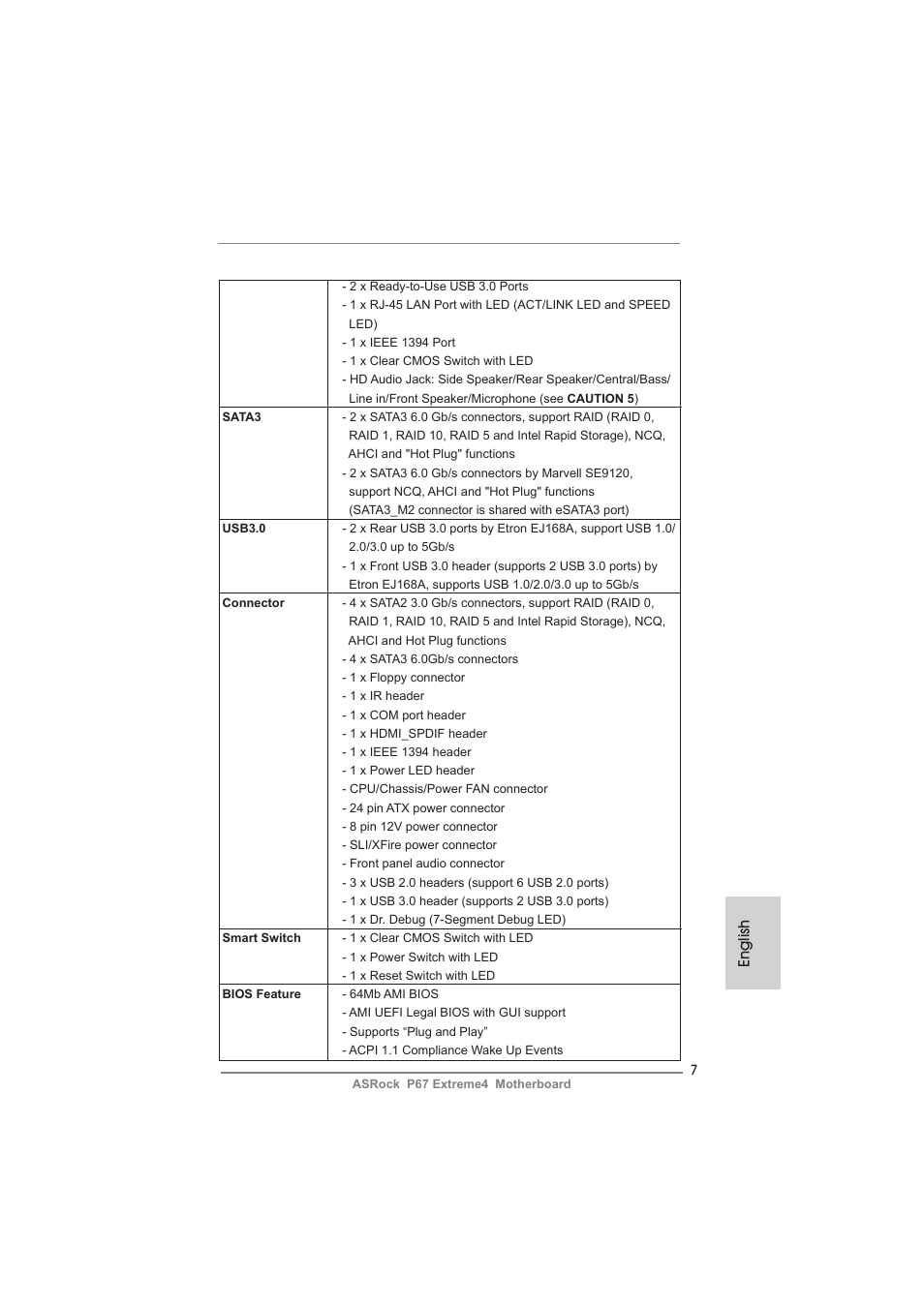English | ASRock P67 Extreme4 User Manual | Page 7 / 304