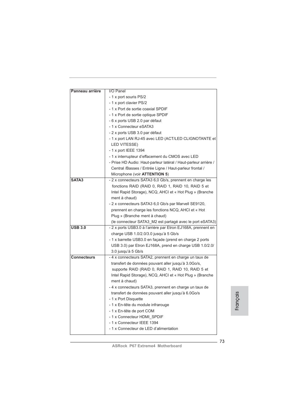 Français | ASRock P67 Extreme4 User Manual | Page 73 / 304
