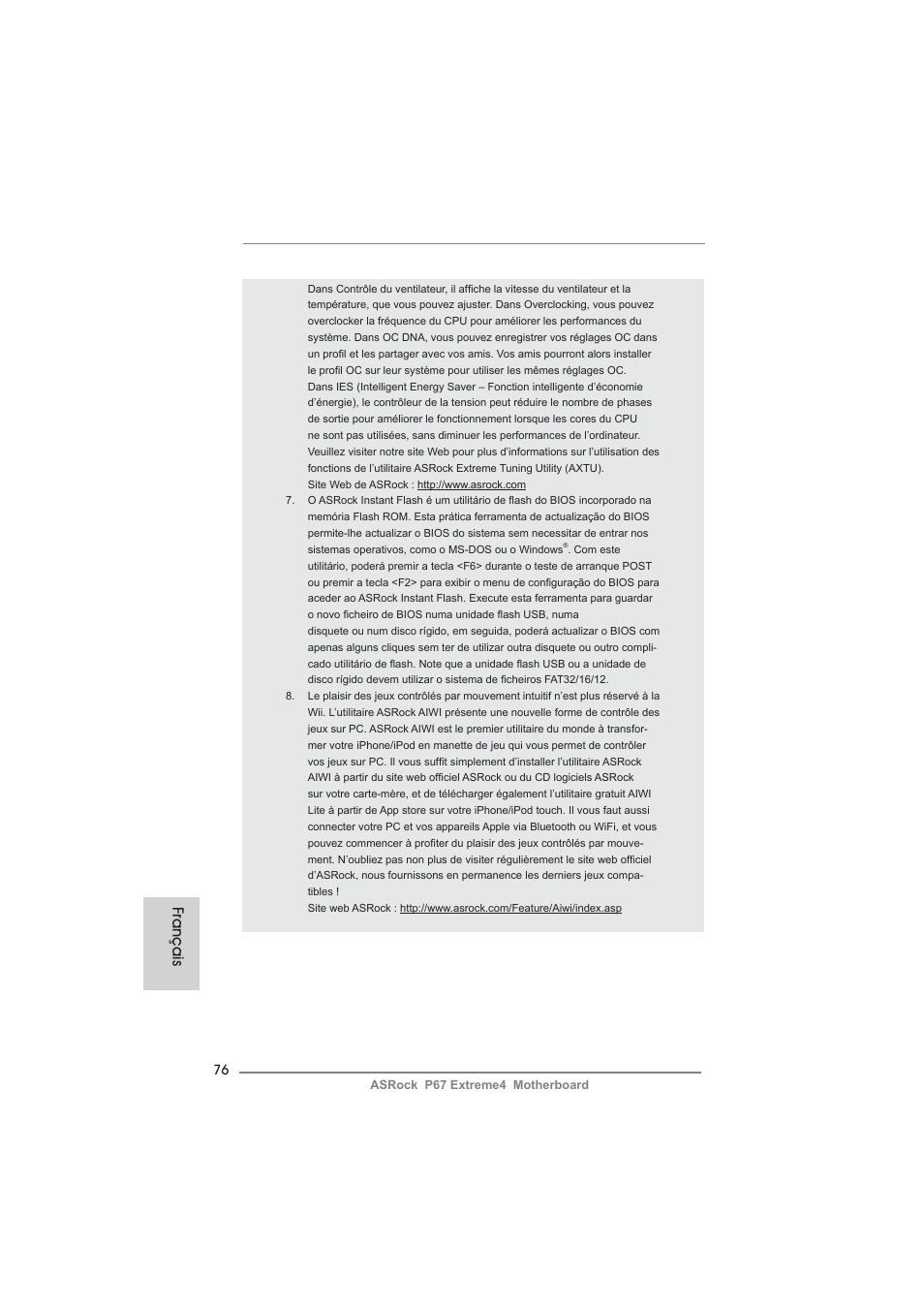 Français | ASRock P67 Extreme4 User Manual | Page 76 / 304