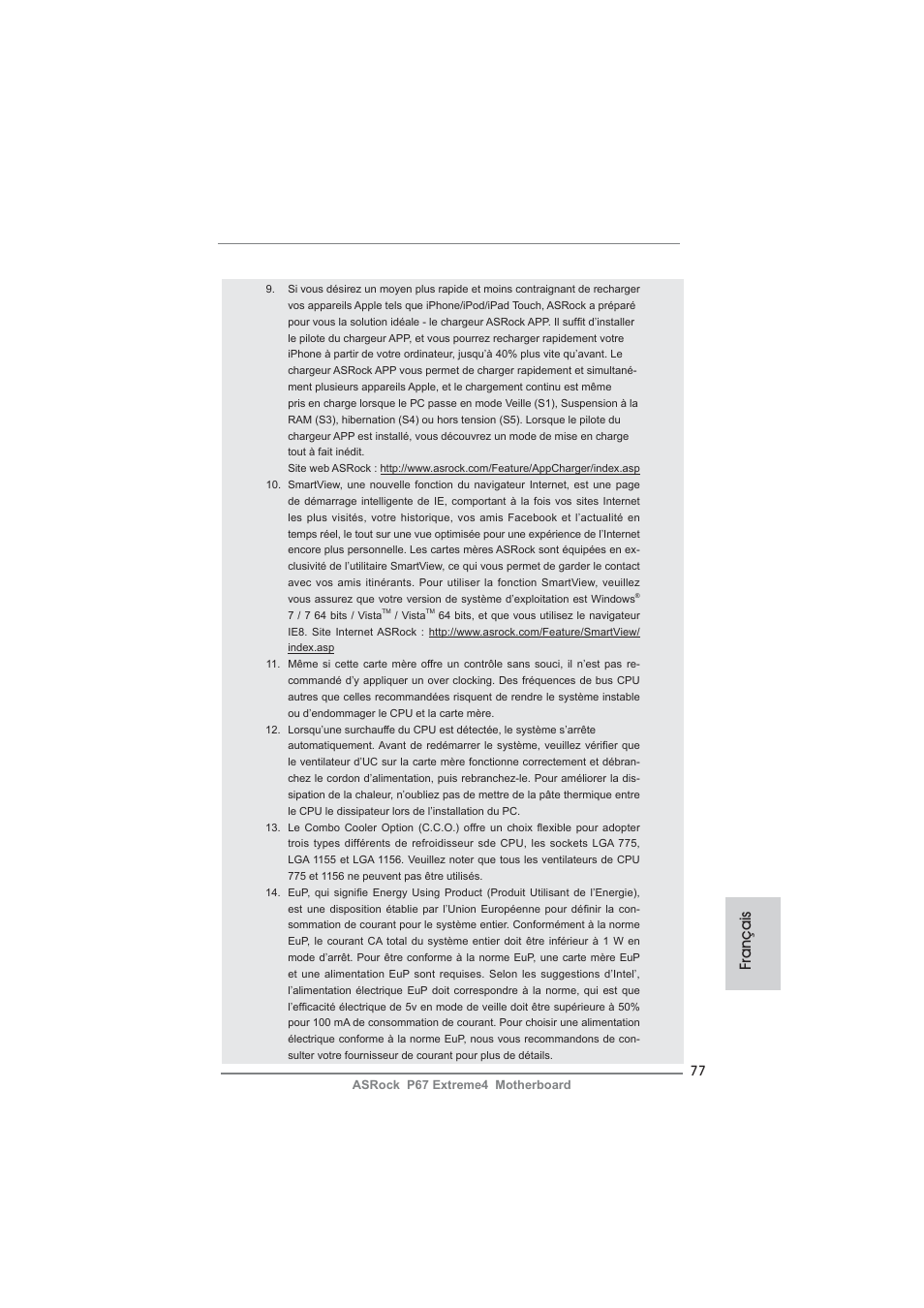 Français | ASRock P67 Extreme4 User Manual | Page 77 / 304