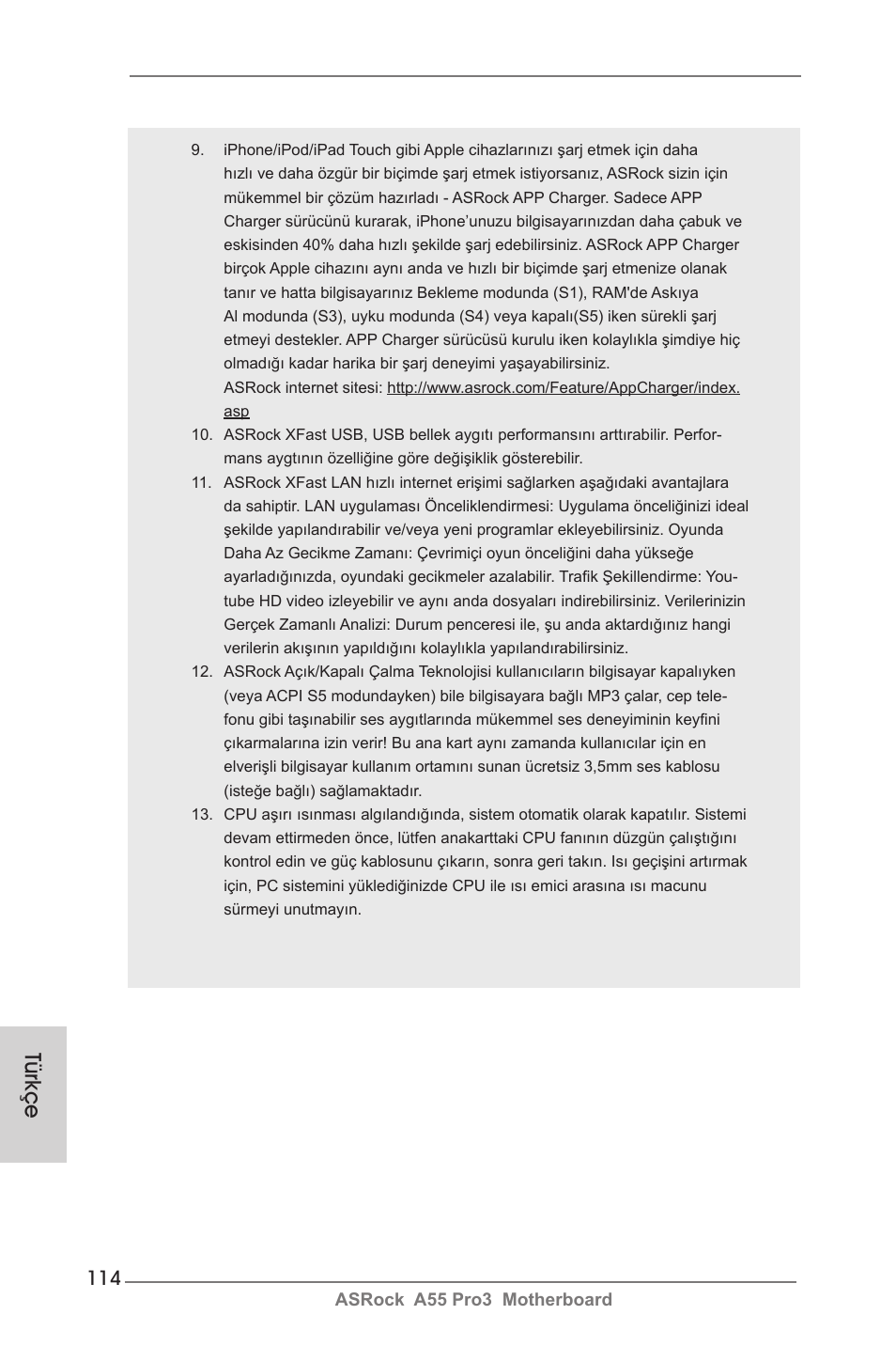 Türkçe | ASRock A55 Pro3 User Manual | Page 114 / 190
