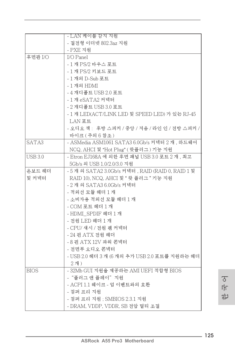 한 국 어 | ASRock A55 Pro3 User Manual | Page 125 / 190