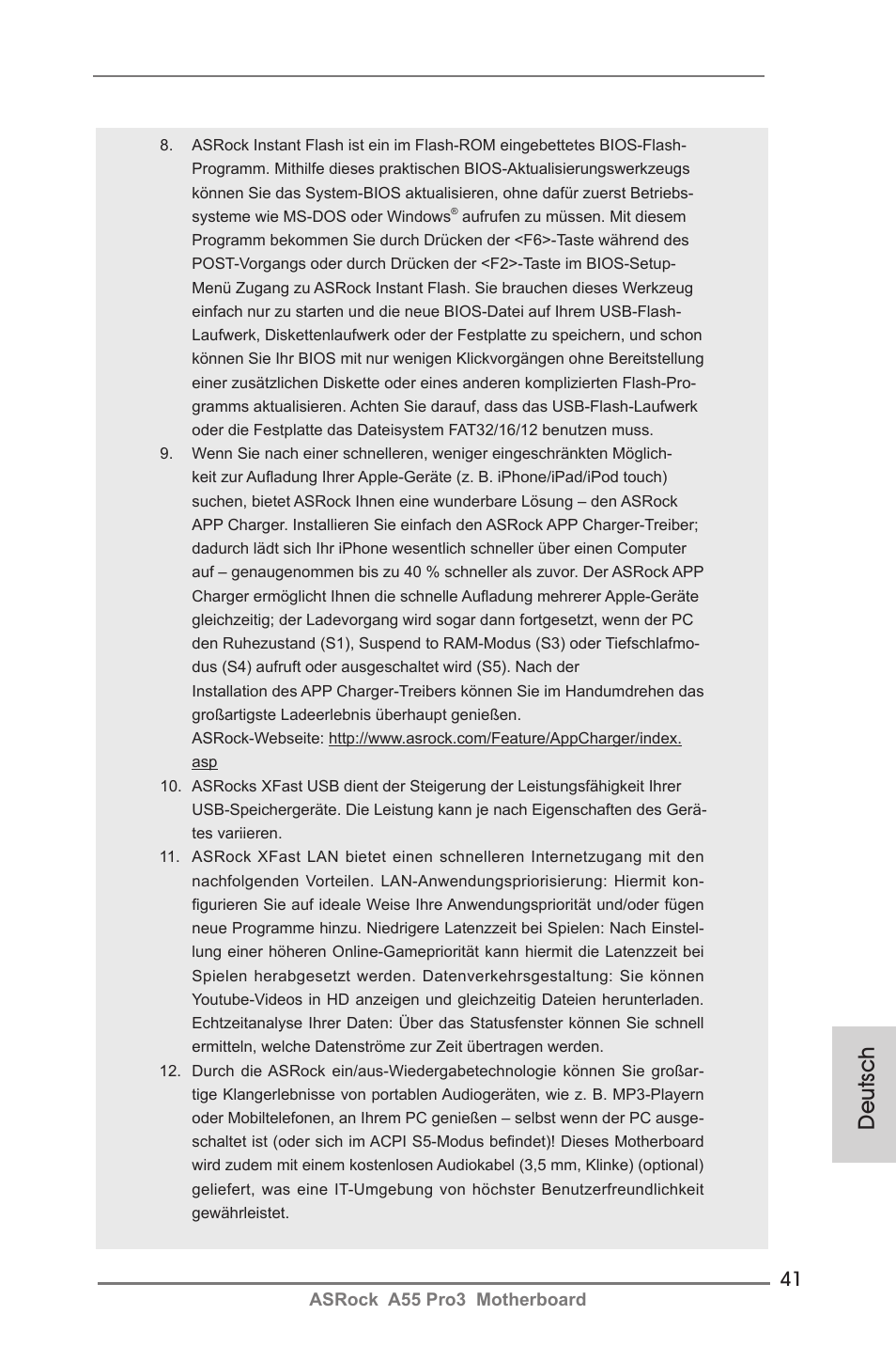 Deutsch | ASRock A55 Pro3 User Manual | Page 41 / 190