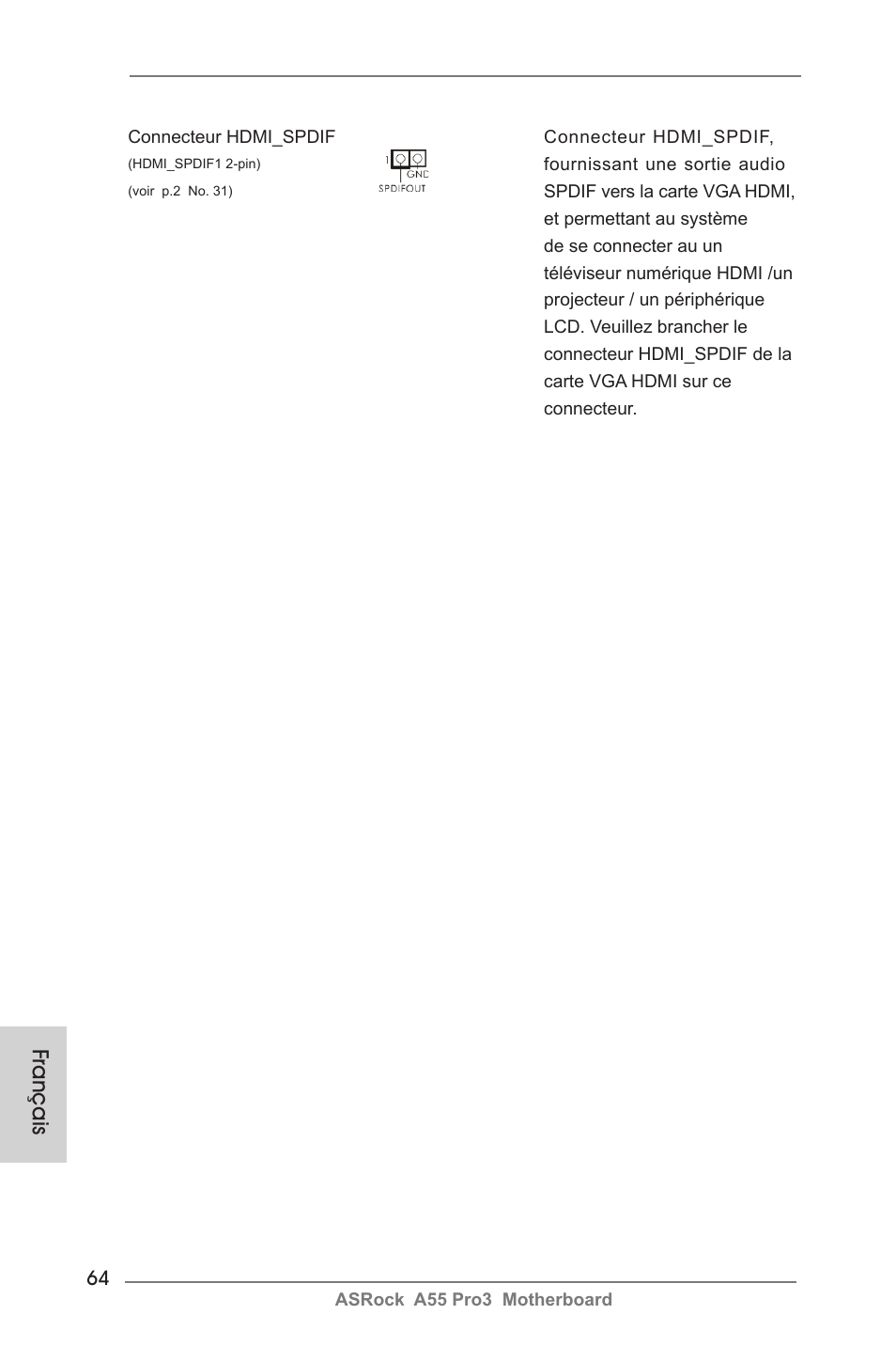Français | ASRock A55 Pro3 User Manual | Page 64 / 190