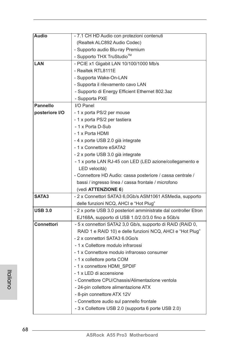 Italiano | ASRock A55 Pro3 User Manual | Page 68 / 190