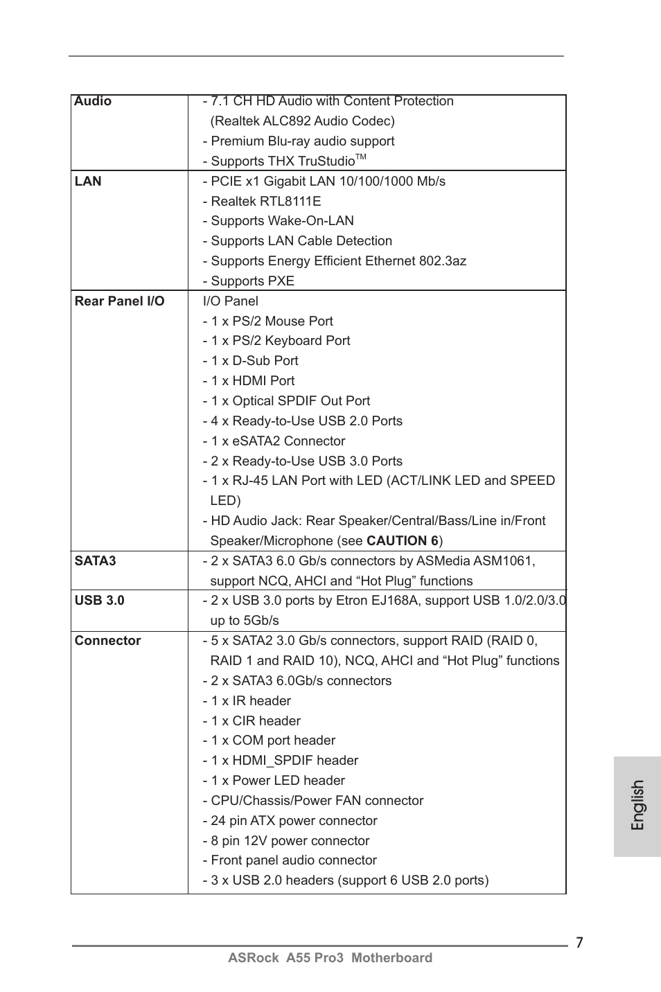 English | ASRock A55 Pro3 User Manual | Page 7 / 190