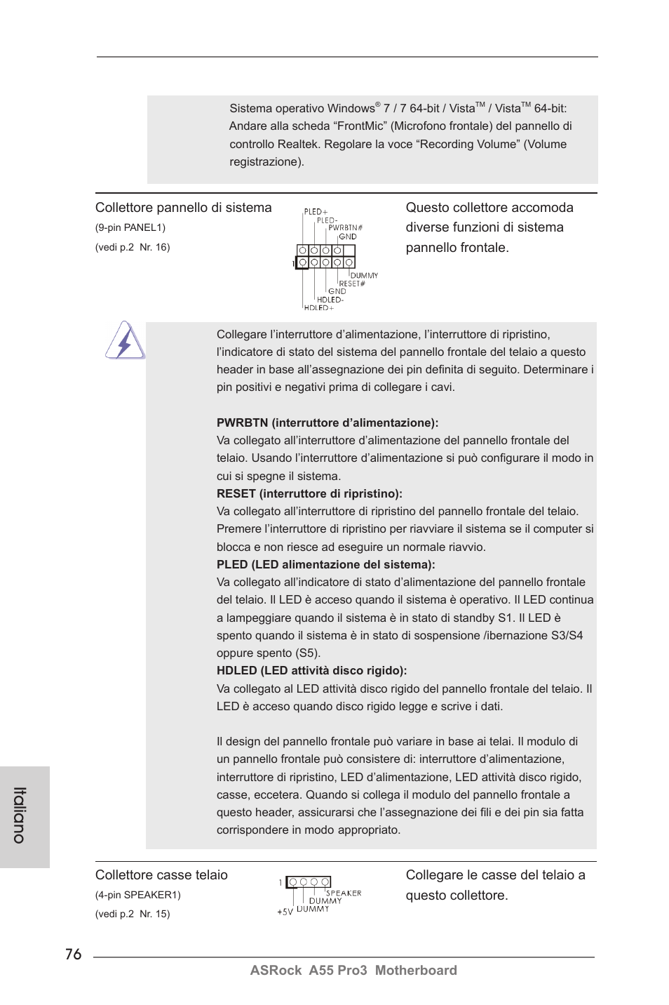 Italiano | ASRock A55 Pro3 User Manual | Page 76 / 190