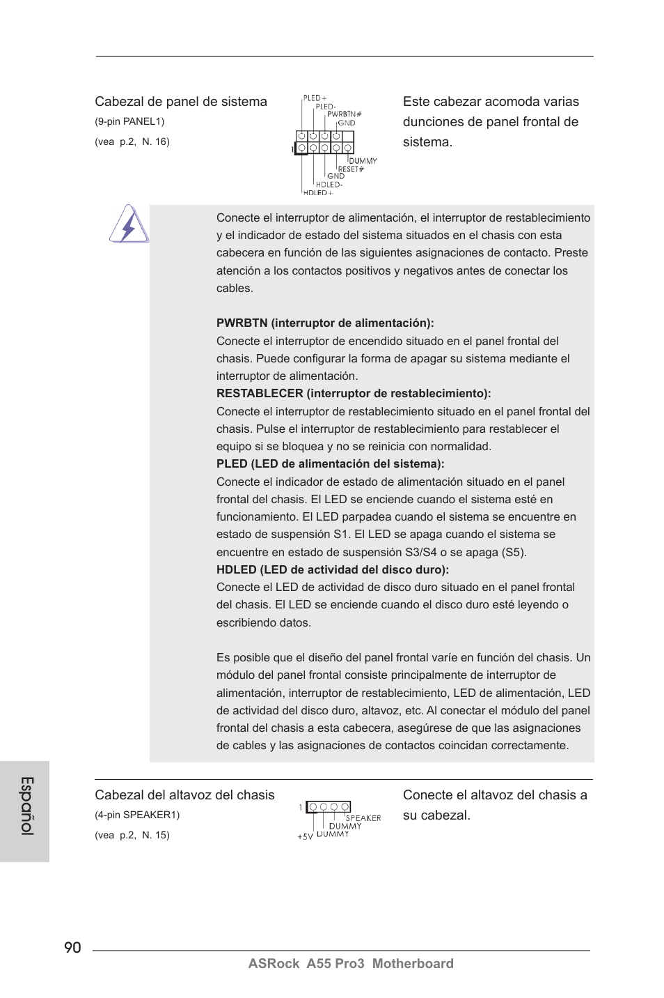 Español | ASRock A55 Pro3 User Manual | Page 90 / 190