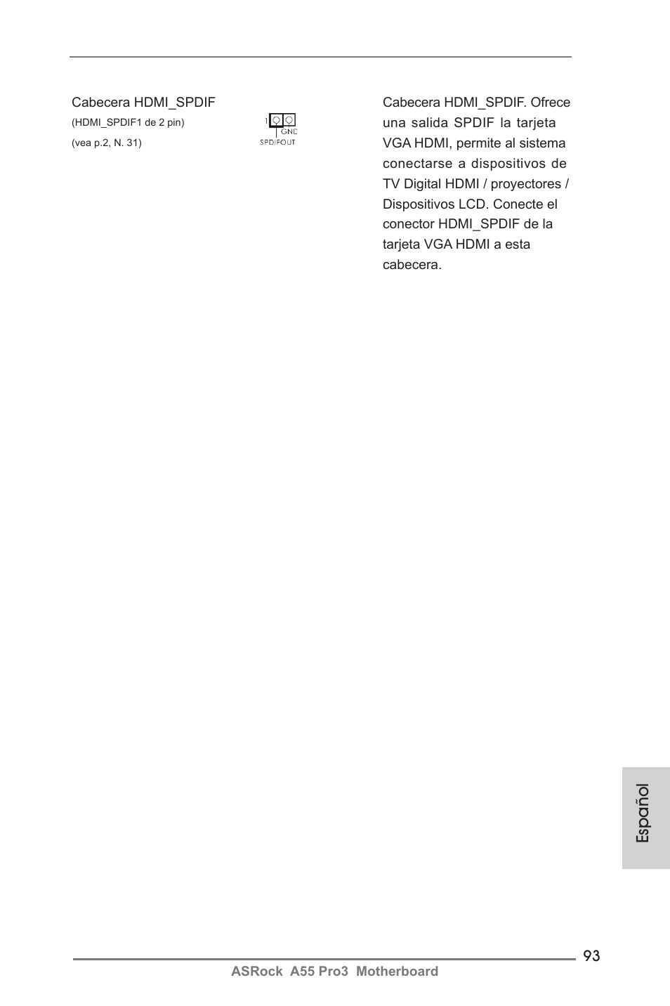 Español | ASRock A55 Pro3 User Manual | Page 93 / 190