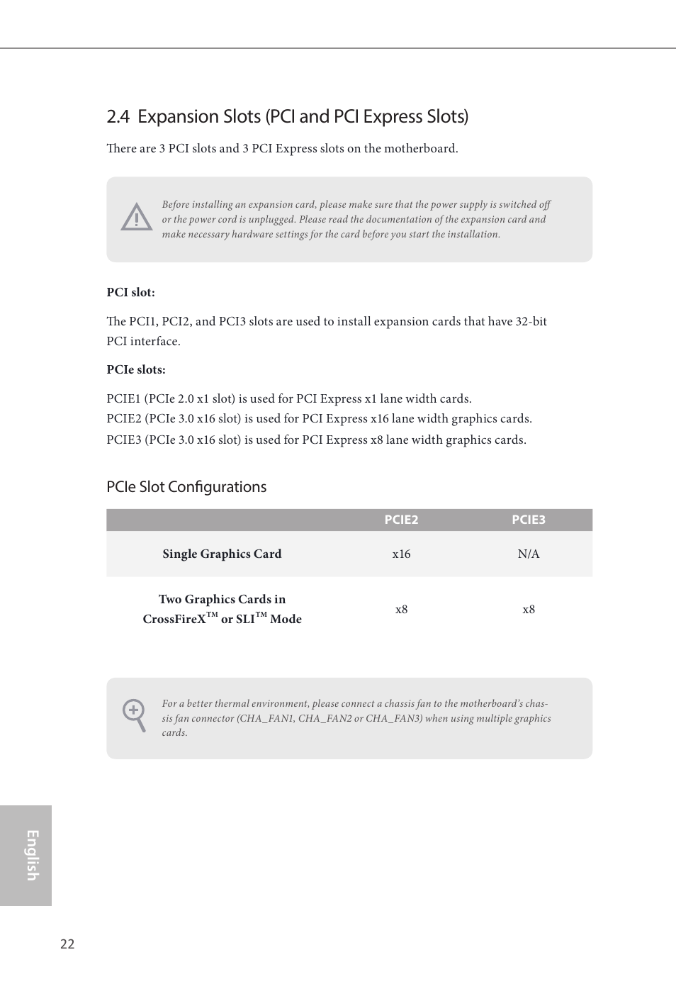 4 expansion slots (pci and pci express slots), English, Pcie slot configurations | ASRock Z87 Extreme3 User Manual | Page 24 / 164