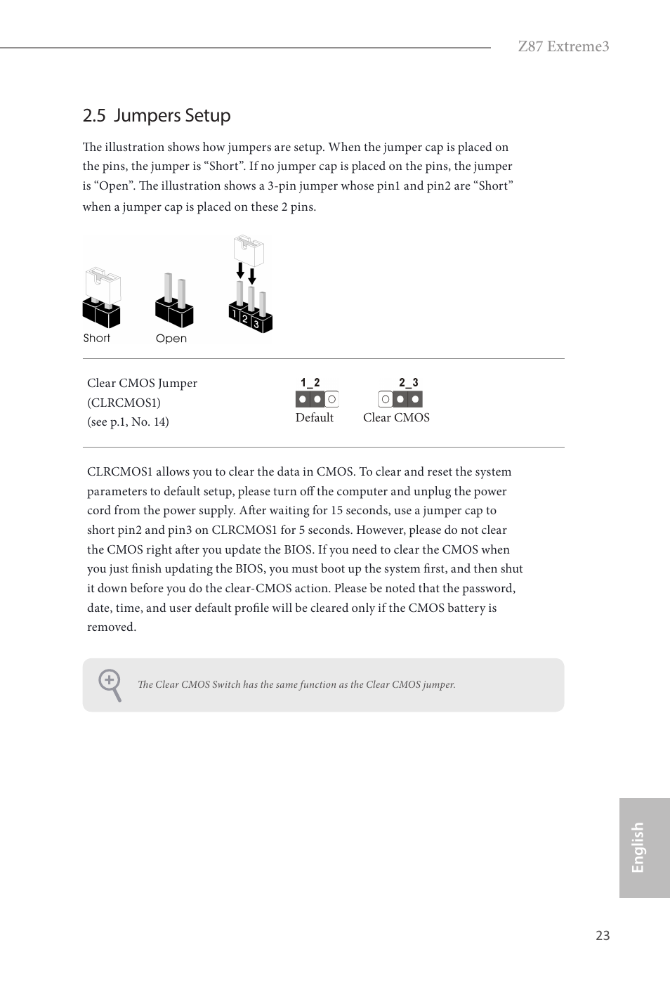 5 jumpers setup | ASRock Z87 Extreme3 User Manual | Page 25 / 164