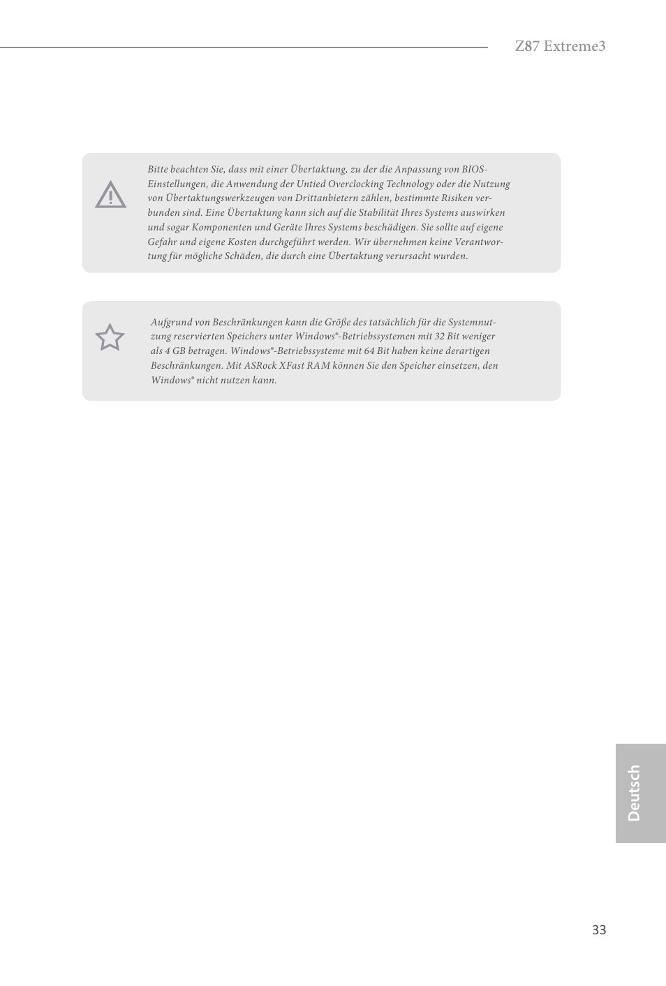 Z 8 7 extreme3, Deutsch | ASRock Z87 Extreme3 User Manual | Page 35 / 164