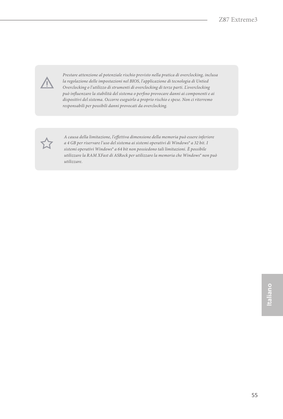 Z 8 7 extreme3, Italiano | ASRock Z87 Extreme3 User Manual | Page 57 / 164
