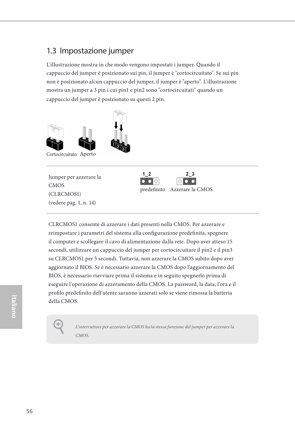 3 impostazione jumper, Italiano | ASRock Z87 Extreme3 User Manual | Page 58 / 164