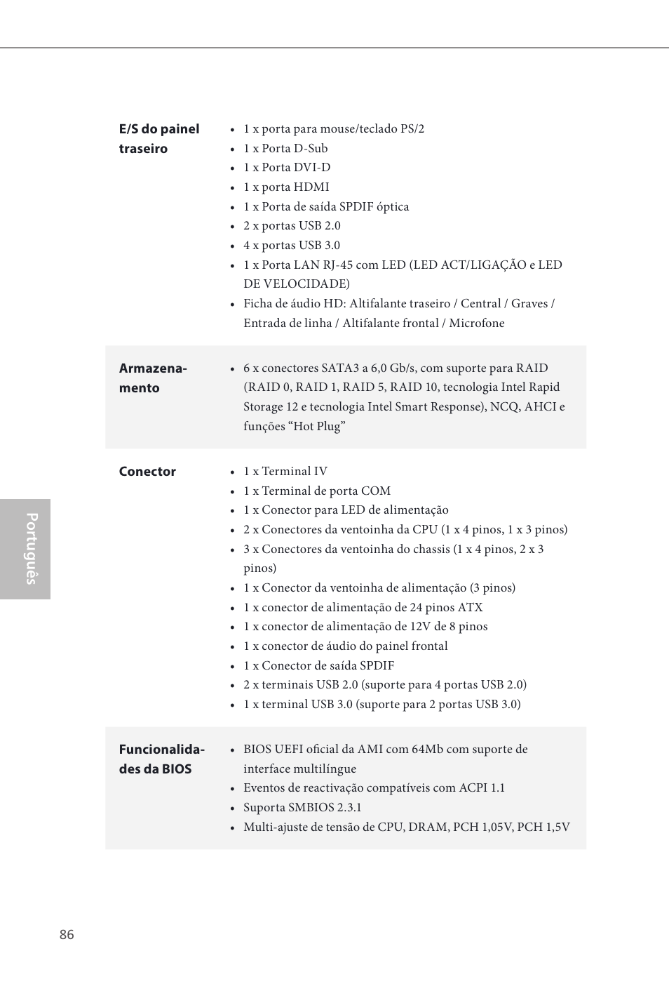 Por tuguês | ASRock Z87 Extreme3 User Manual | Page 88 / 164