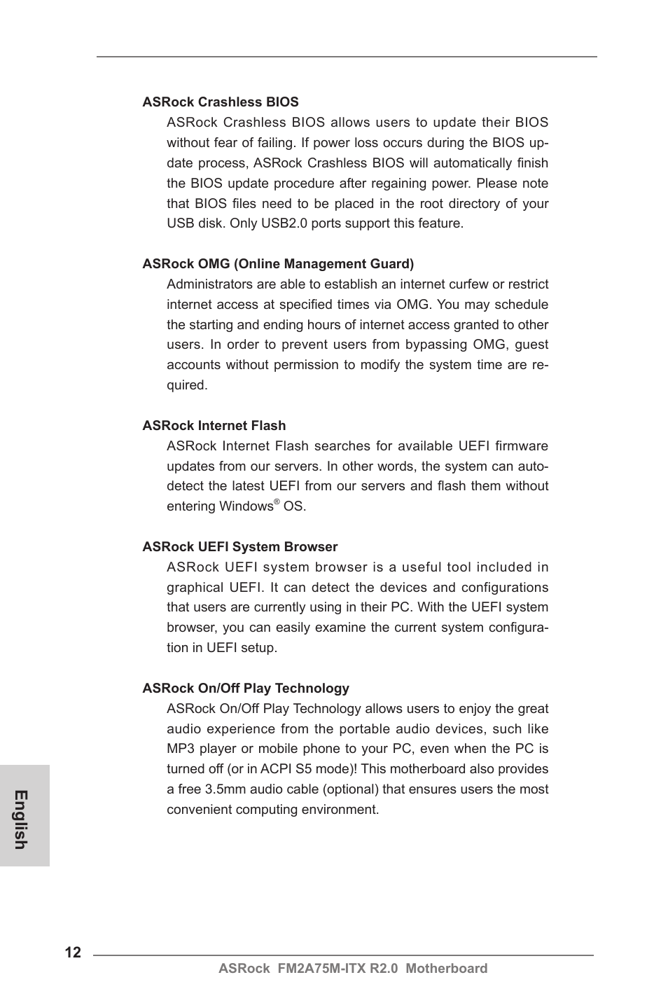 English | ASRock FM2A75M-ITX R2.0 User Manual | Page 12 / 146