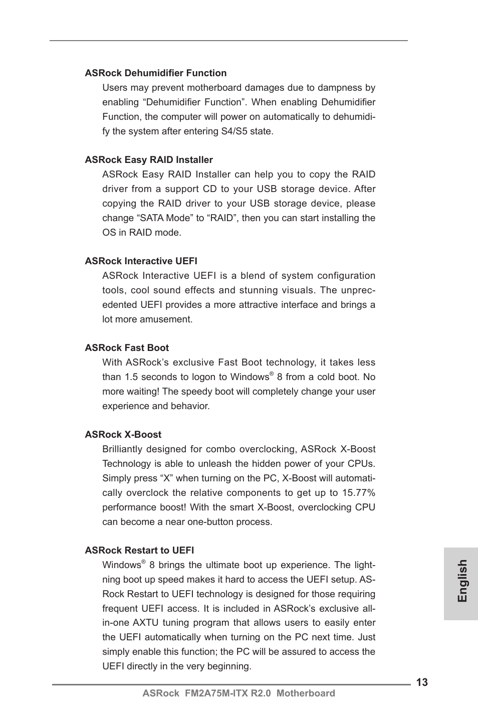 English | ASRock FM2A75M-ITX R2.0 User Manual | Page 13 / 146