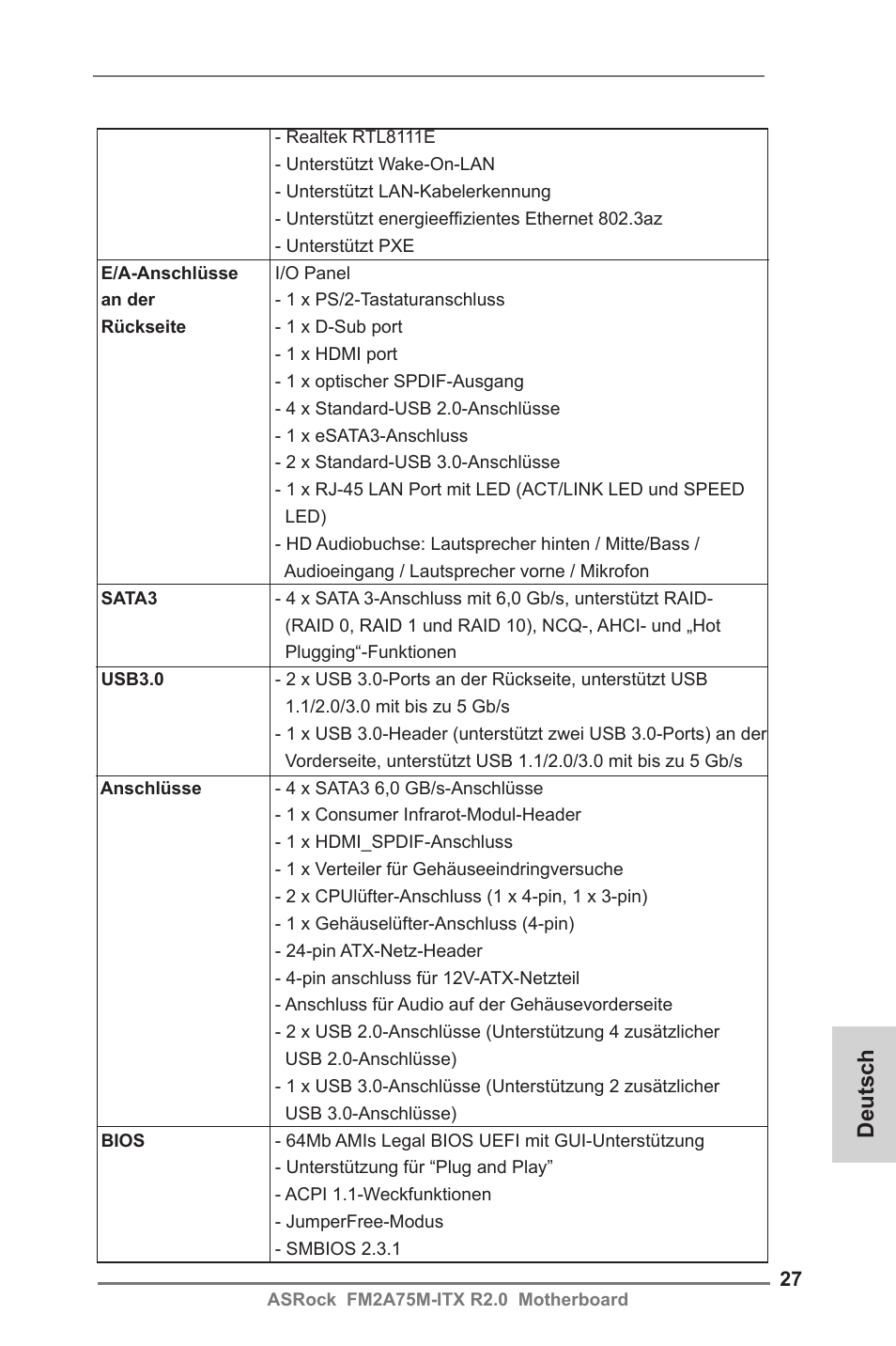 Deutsch | ASRock FM2A75M-ITX R2.0 User Manual | Page 27 / 146