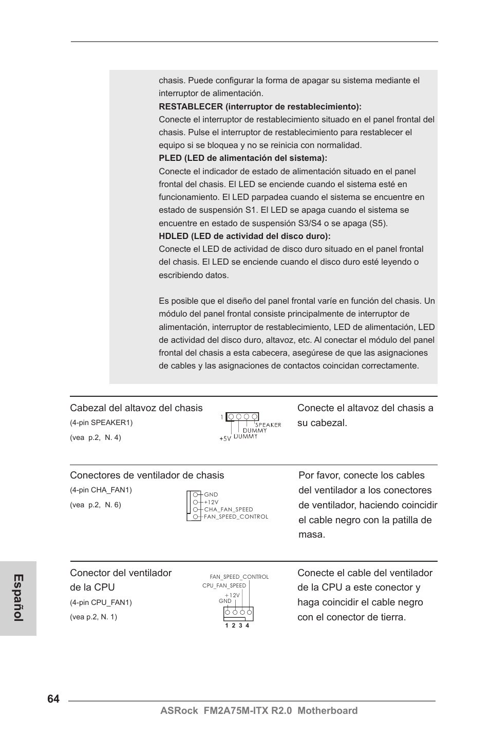 Español | ASRock FM2A75M-ITX R2.0 User Manual | Page 64 / 146