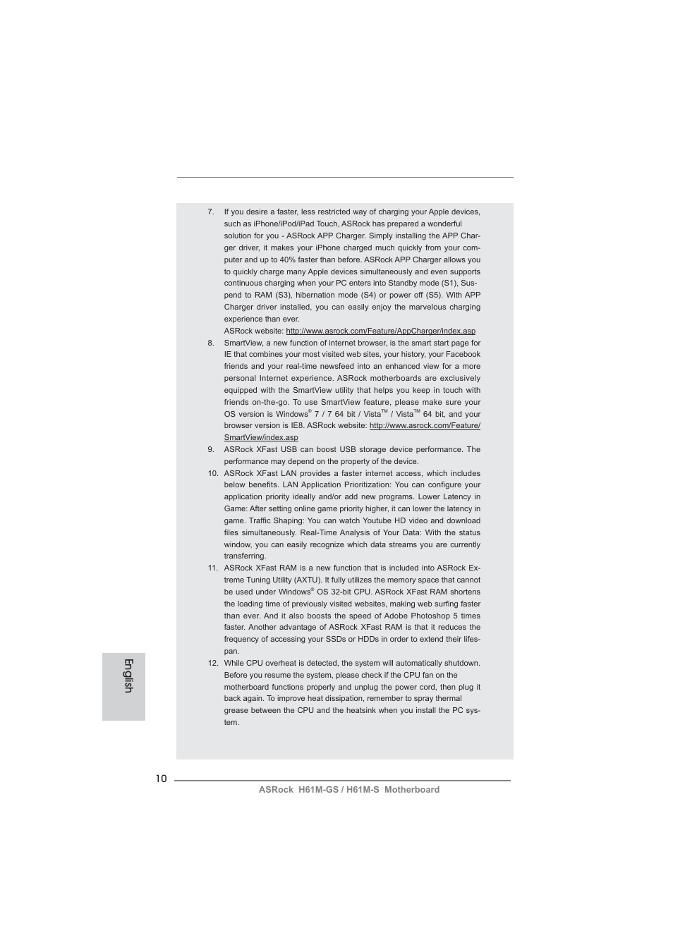 English | ASRock H61M-S User Manual | Page 10 / 162