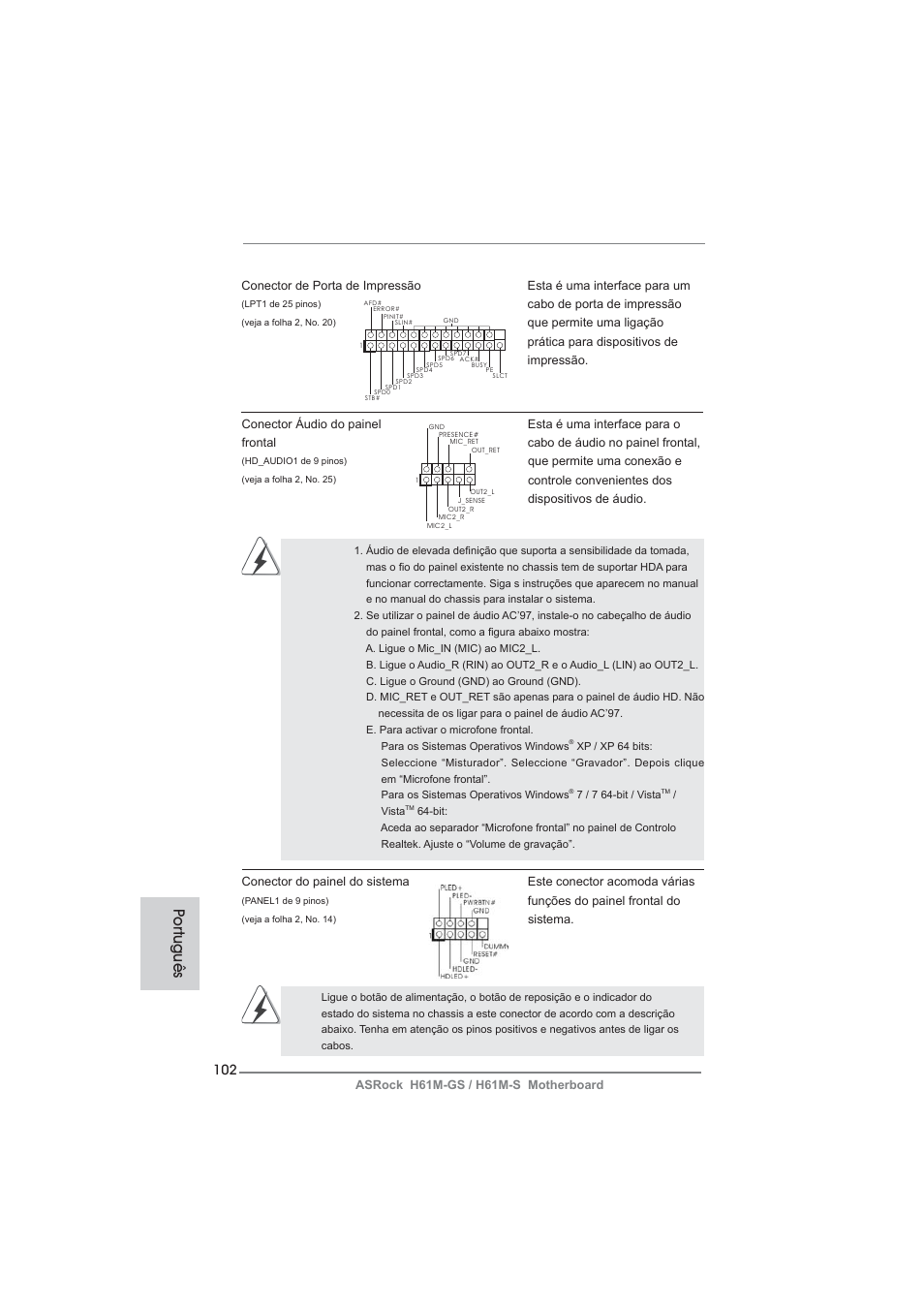 Po rtuguês | ASRock H61M-S User Manual | Page 102 / 162