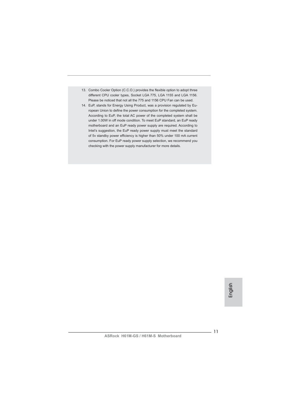 English | ASRock H61M-S User Manual | Page 11 / 162