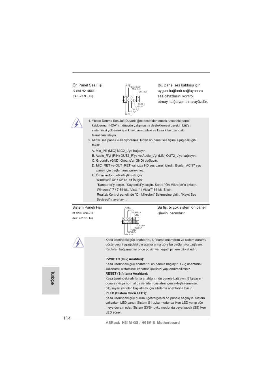 Türkçe | ASRock H61M-S User Manual | Page 114 / 162