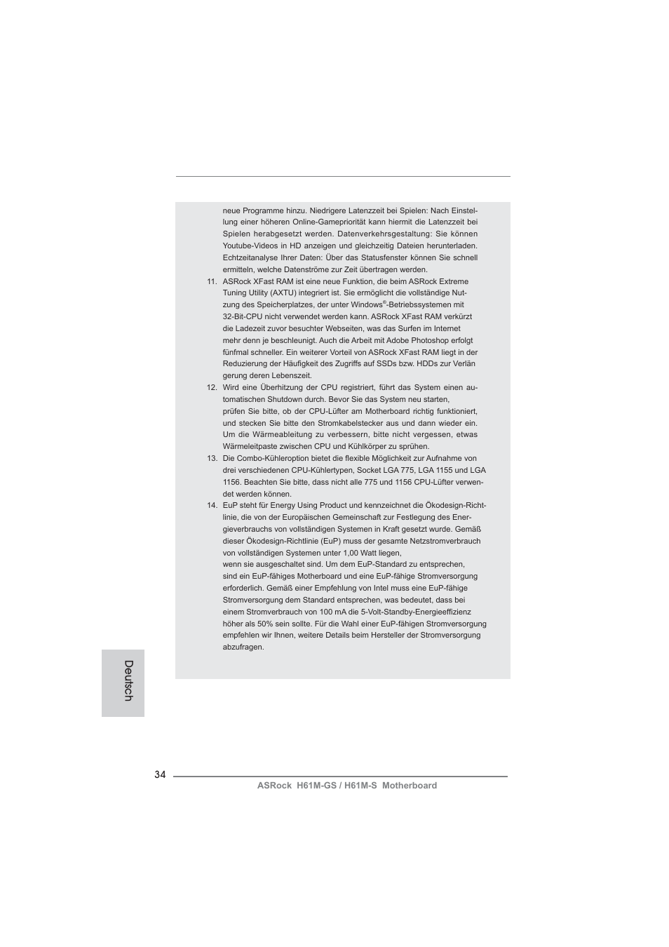 Deutsch | ASRock H61M-S User Manual | Page 34 / 162