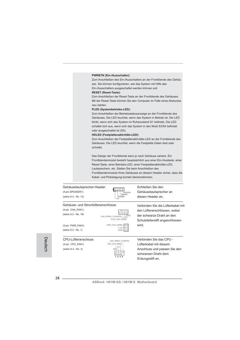 Deutsch | ASRock H61M-S User Manual | Page 38 / 162