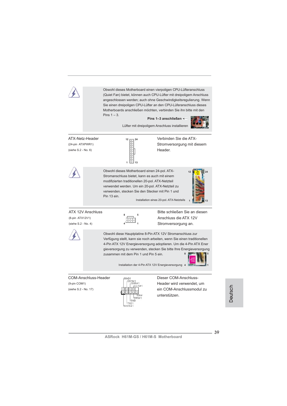 Deutsch | ASRock H61M-S User Manual | Page 39 / 162