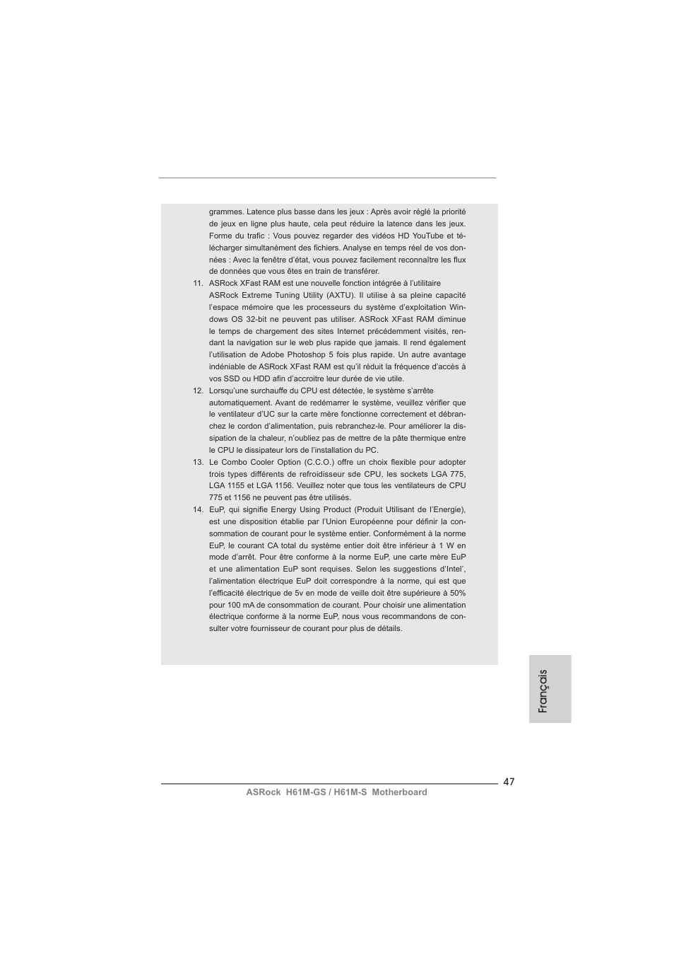 Français | ASRock H61M-S User Manual | Page 47 / 162