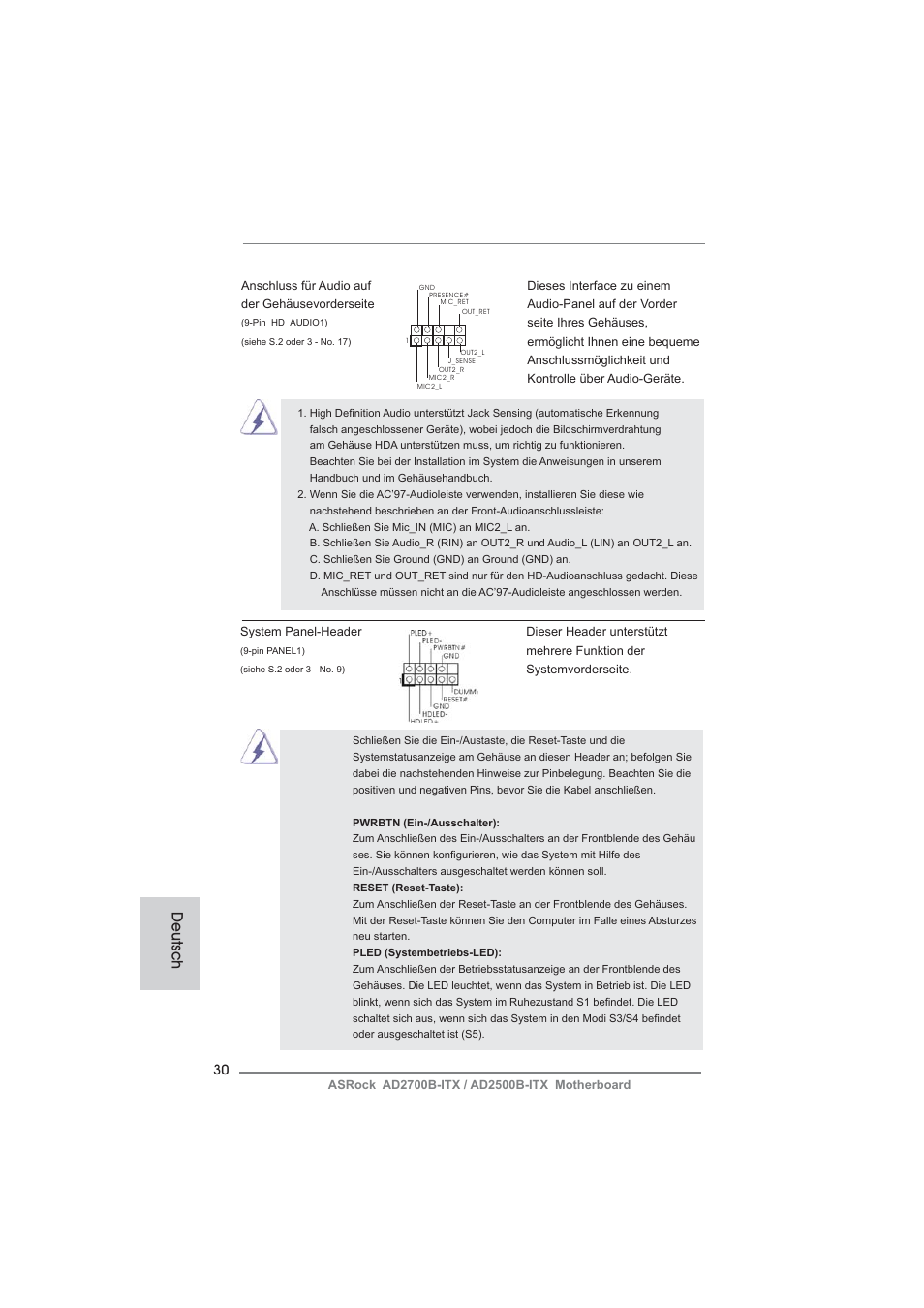 Deutsch | ASRock AD2700B-ITX User Manual | Page 30 / 143