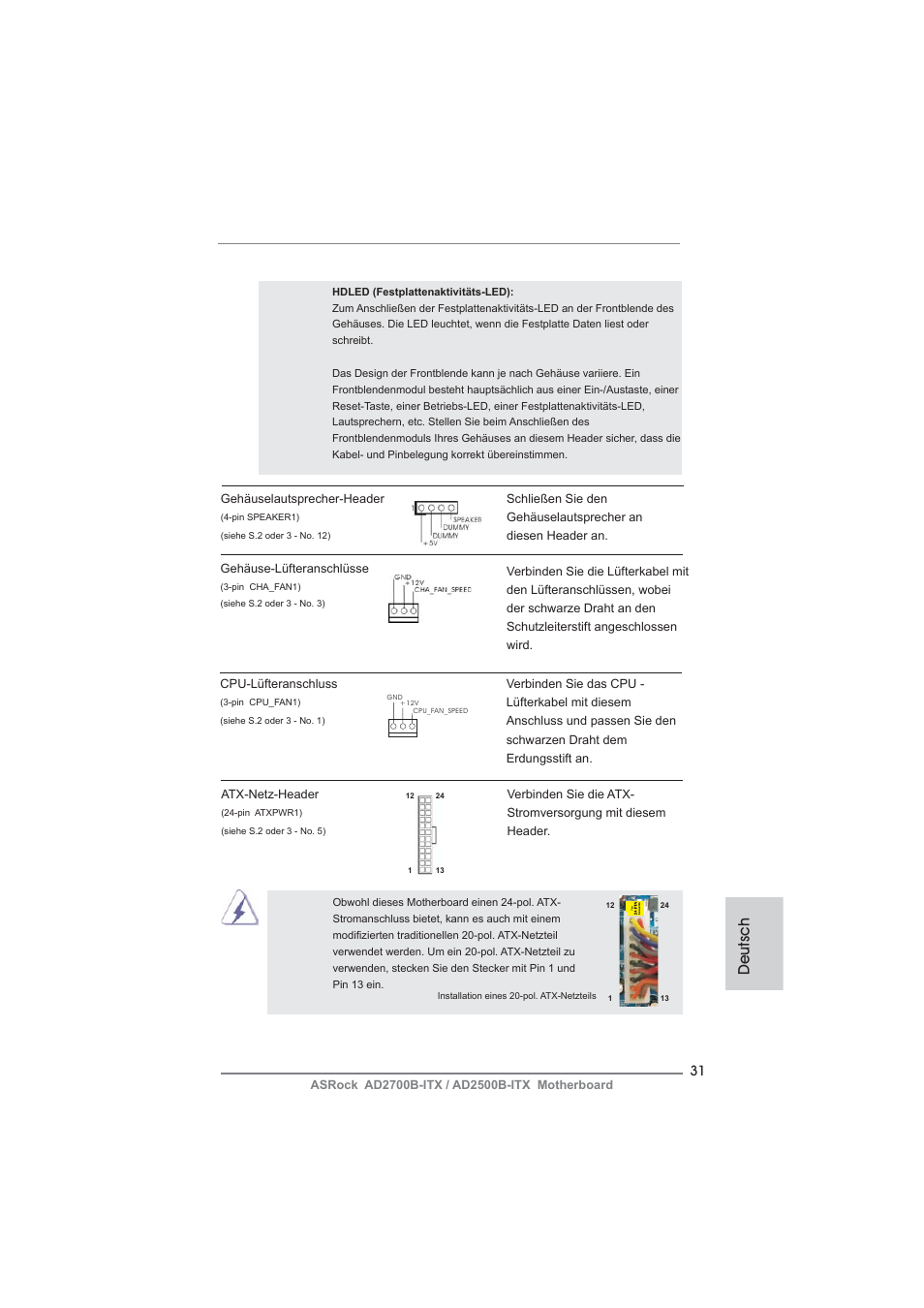 Deutsch | ASRock AD2700B-ITX User Manual | Page 31 / 143