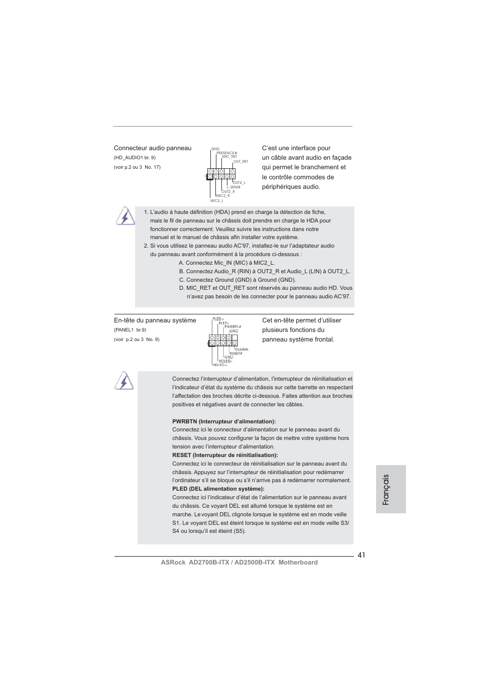 Français | ASRock AD2700B-ITX User Manual | Page 41 / 143