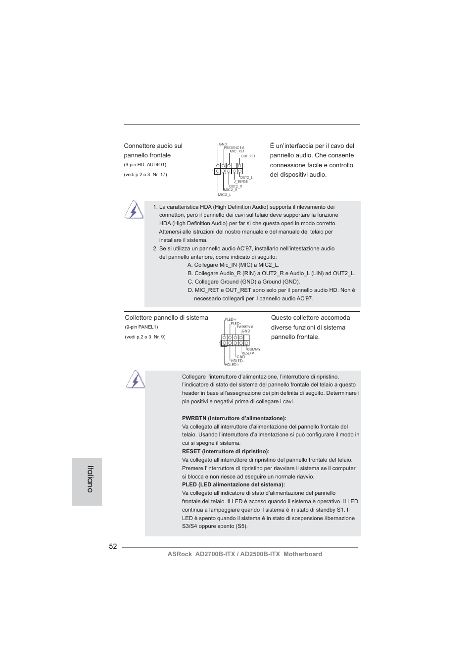 Italiano | ASRock AD2700B-ITX User Manual | Page 52 / 143