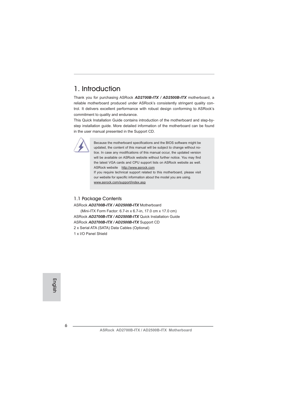 Introduction | ASRock AD2700B-ITX User Manual | Page 6 / 143