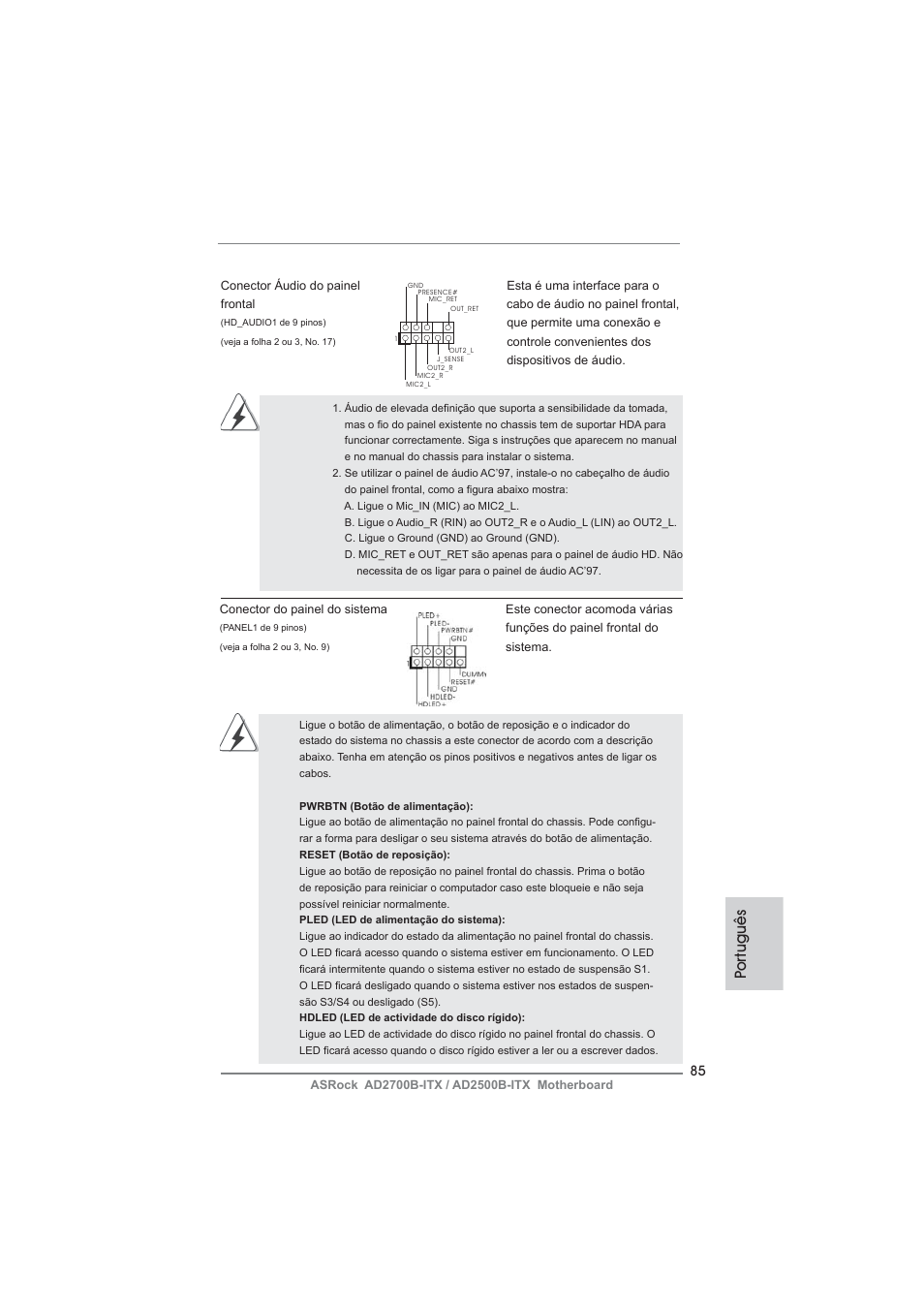 Por tuguês | ASRock AD2700B-ITX User Manual | Page 85 / 143