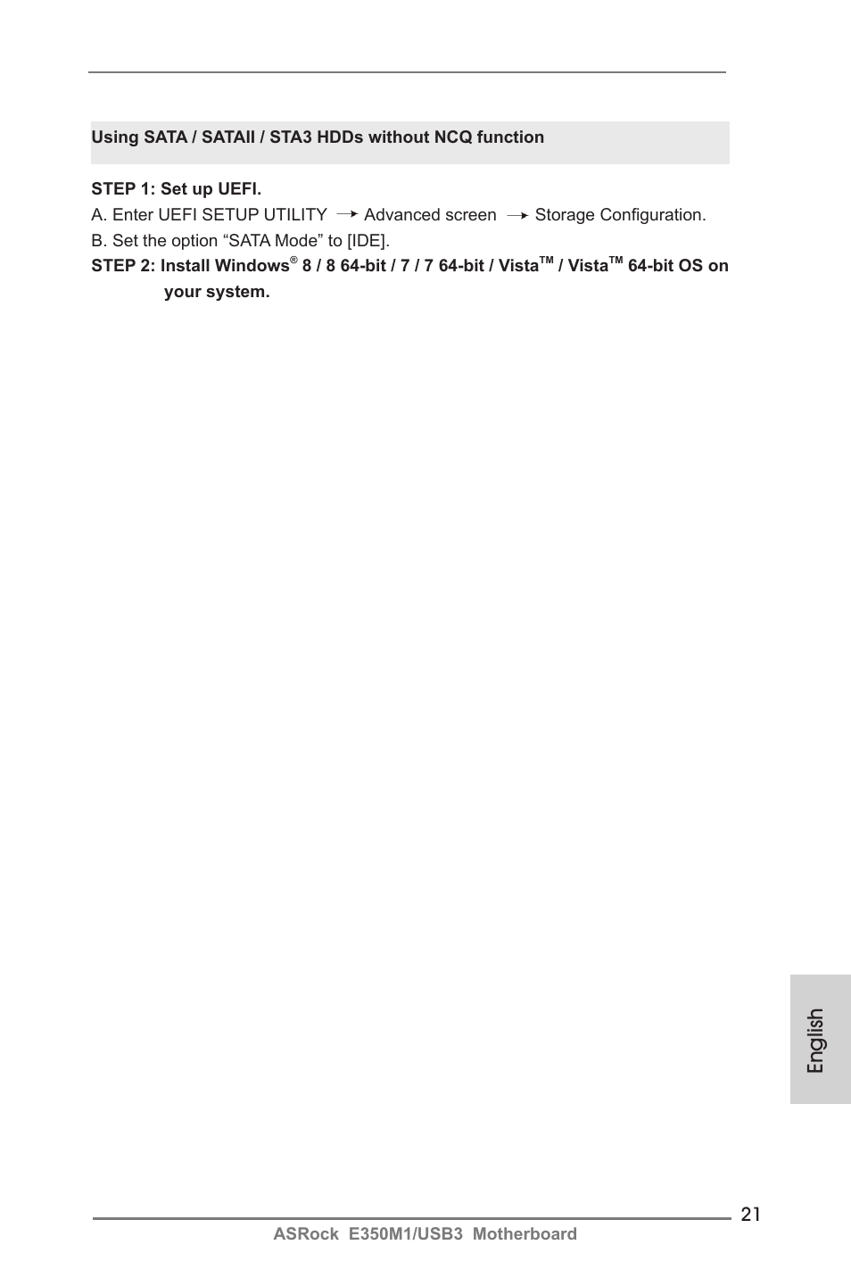 English | ASRock E350M1__USB3 User Manual | Page 21 / 144