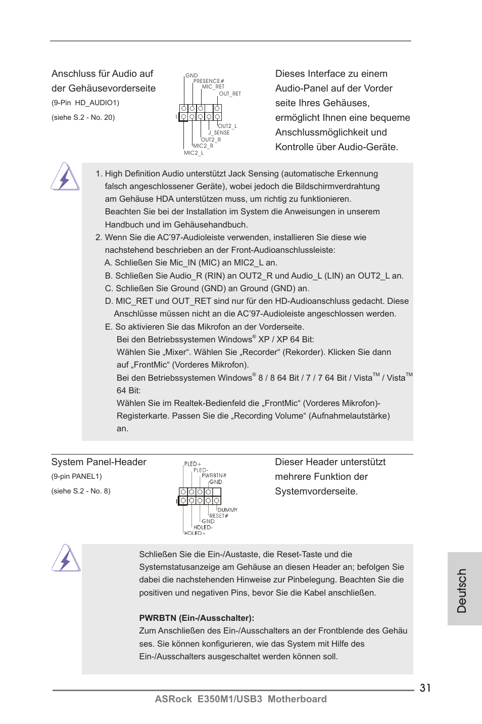 Deutsch | ASRock E350M1__USB3 User Manual | Page 31 / 144